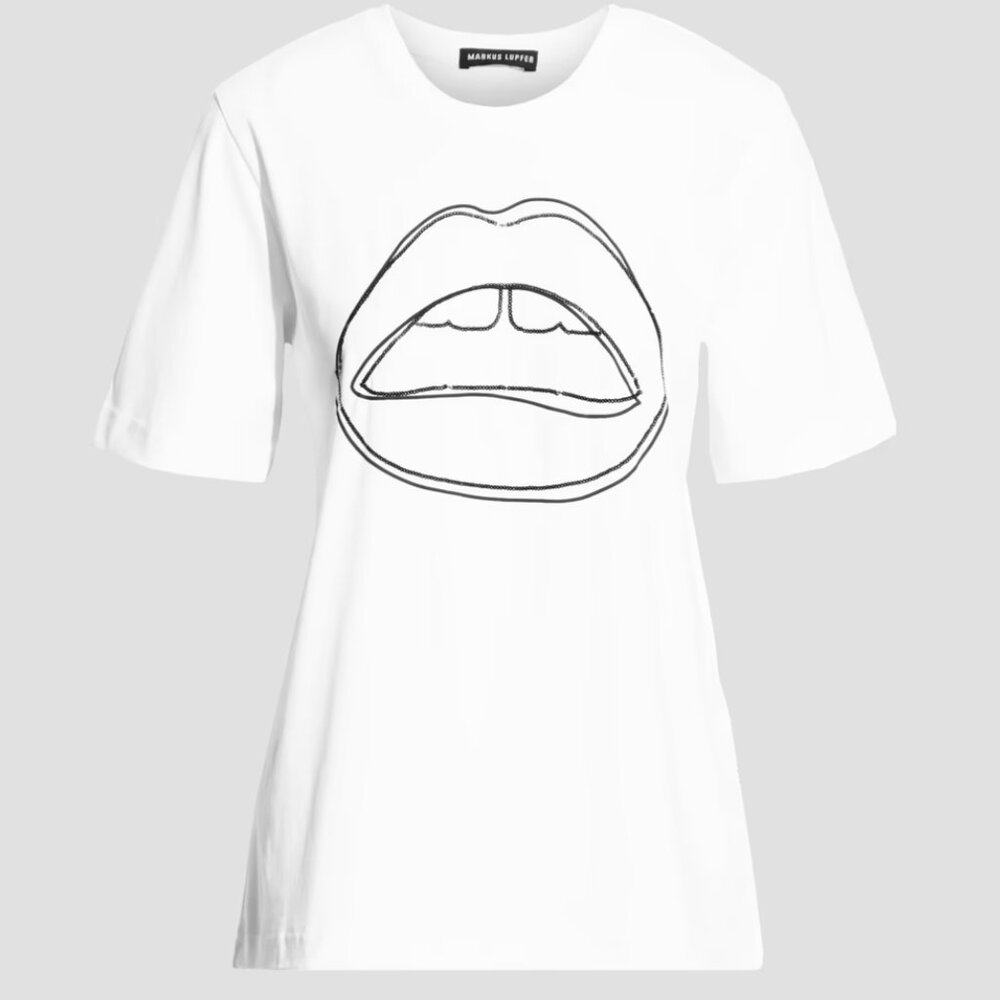 Markus Lupfer Alex T-shirt with Sequins in White Organic Cotton, Small, NWT - Picture 11 of 11